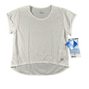 InSport Cooler Top Shirt Womens Medium White CoolMax Mesh Crop Cap Sleeve USA
